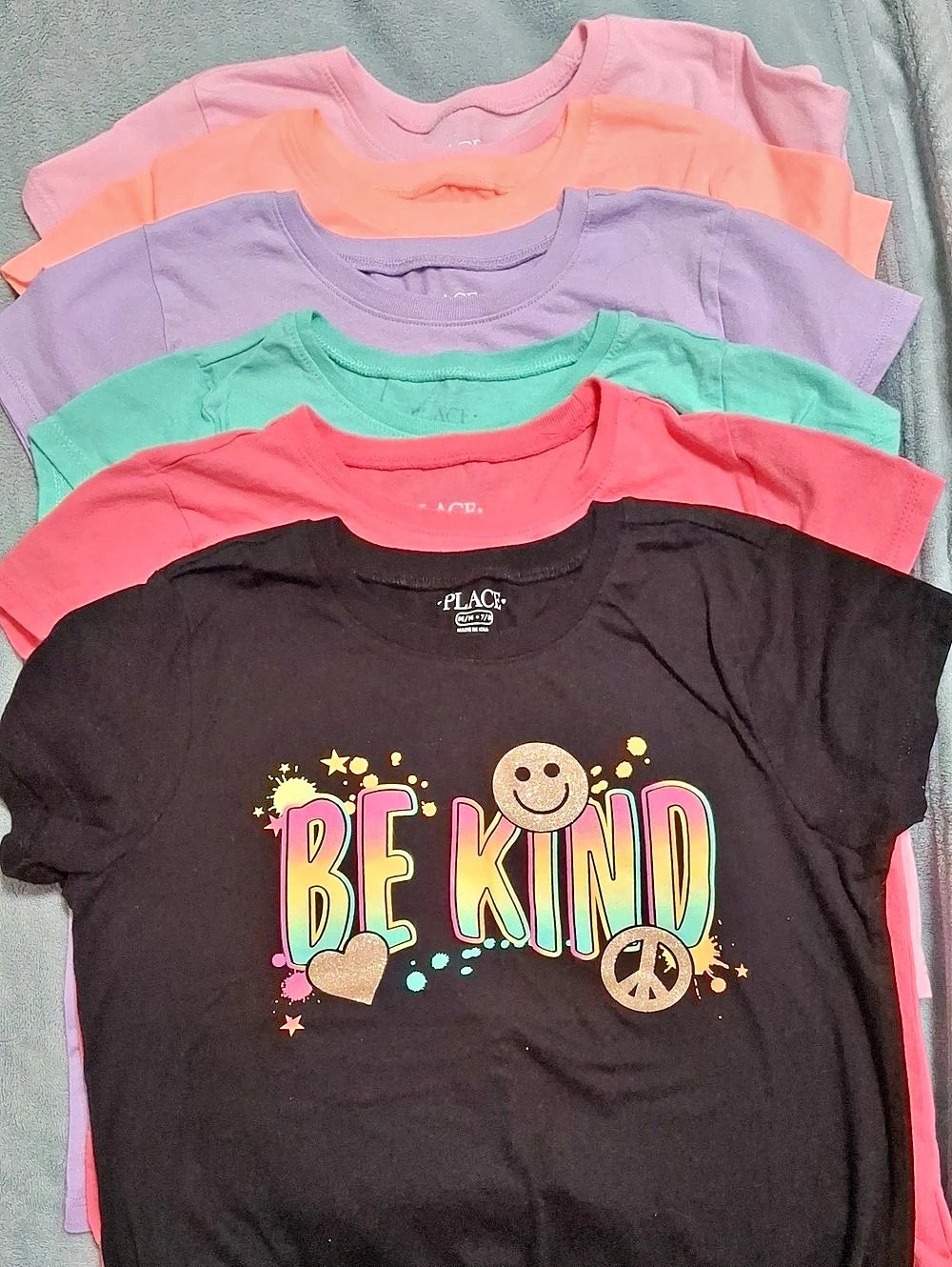 The Children's Place Girls Graphic Short Sleeve Tees Bundle Lot Size Medium 7/8